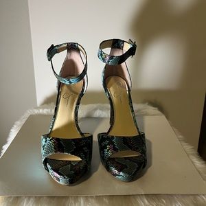 Jessica Simpson Platform Sandals.  10M.  Multi-Colors/ with Snake Print